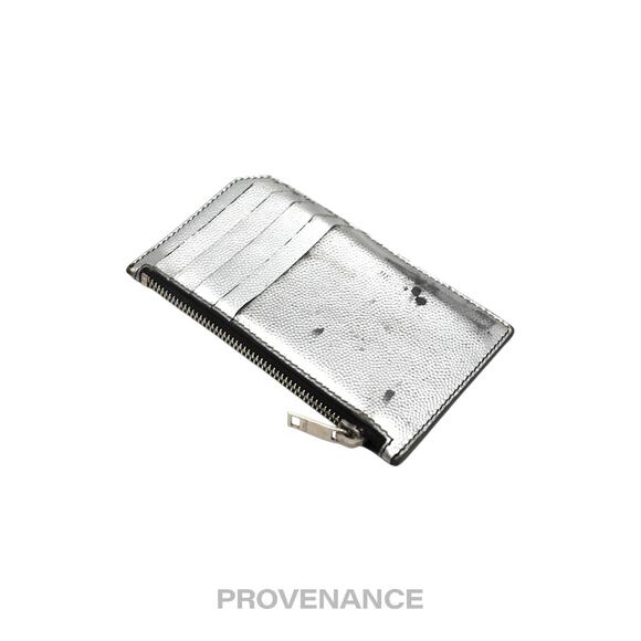 🔴 Saint Laurent Paris SLP Fragment Zip Card Wallet - Metallic Silver - Picture 4 of 7